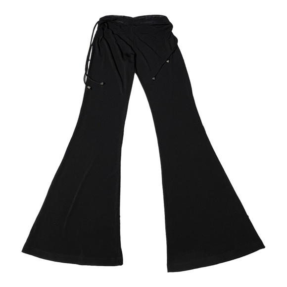 Unique y2k vintage black lvl x flared Bell Bottom stretchy pants Mesh Band - Picture 7 of 10